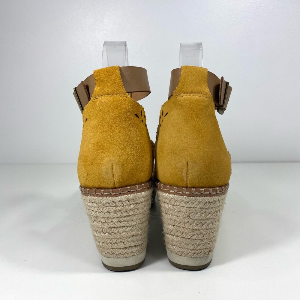 Crown Vintage Dunja Yellow Suede Leather Platform Wedge Espadrilles Sandals 9 - Picture 6 of 10
